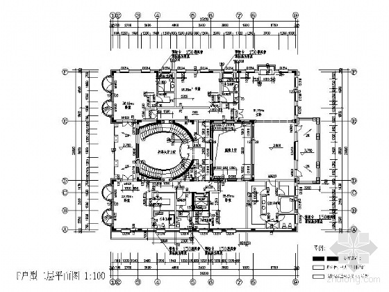 [北京]某二层花园豪华别墅建筑施工图（1500平米）-二层平面图