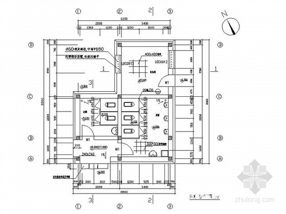 某旅游景区公共厕所建筑方案图-平面 