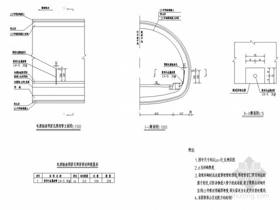 给排水电公园设计图资料下载-隧道维修电源插座预留孔预埋管设计图