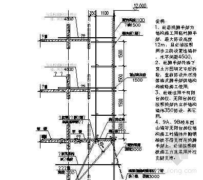 异形外立面脚手架资料下载-北京某公寓临时悬挑脚手架立面图