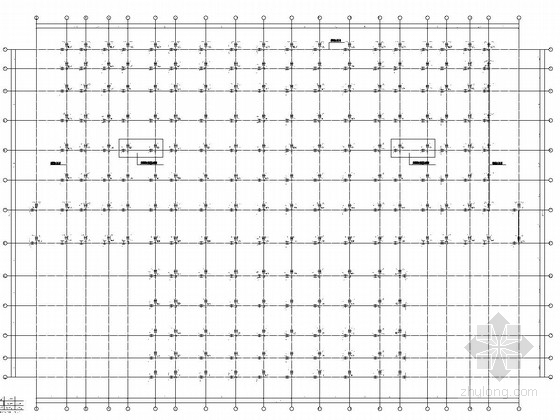 框架结构人民广场地下车库及管理用房结构施工图-柱平面布置图 