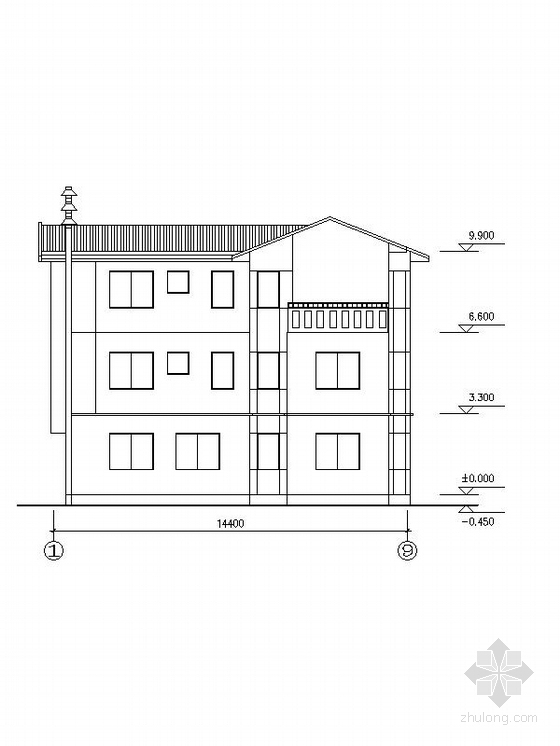 [新农村]3层现代风格家庭独栋别墅设计施工图（含效果图）-3层现代风格家庭独栋别墅立面图