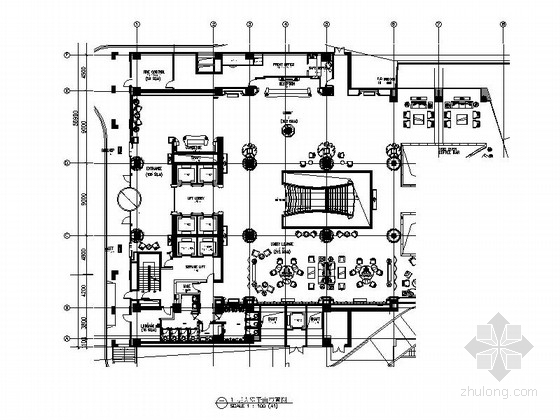 大堂室内施工图纸资料下载-[上海]知名公司酒店精装大堂室内施工图