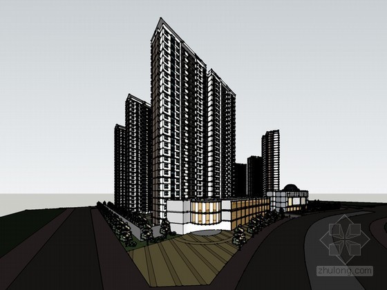商业综合体建筑SketchUp模型下载-商业综合体建筑 