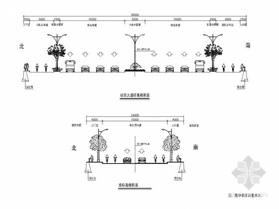 30米～55米道路标准横断面图-55米道路横断面图 