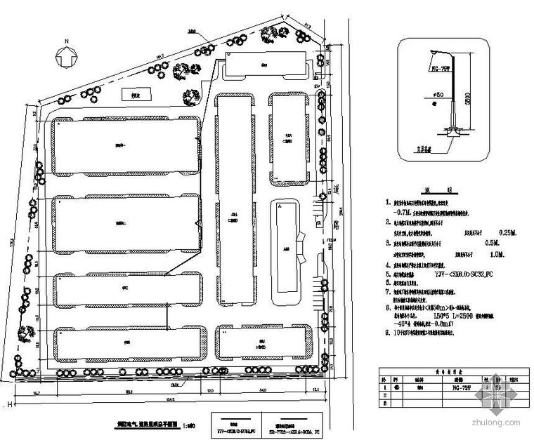 cad厂区平面布置图资料下载-某厂区道路照明平面布置图