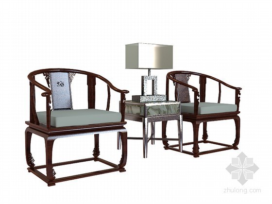 su室外椅子模型下载资料下载-中式椅子3D模型下载