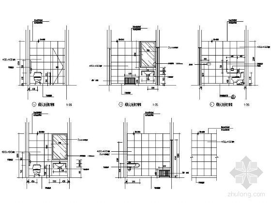 卫生间残疾人cad资料下载-残疾人卫生间立面