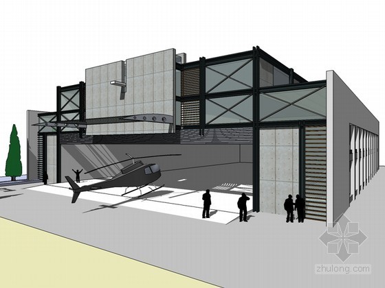 飞机厂房SketchUp模型下载-飞机厂房 