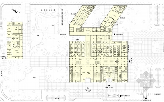 [福建]单元模块化灵活性综合性市级医疗建筑设计方案文本-单元模块化灵活性综合性市级医疗建筑平面图