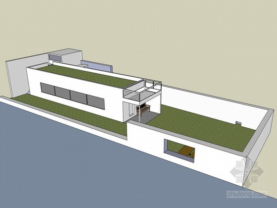 墨西哥带庭院现代住宅资料下载-现代庭院建筑SketchUp模型下载