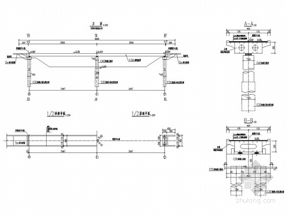 1x35m米桥梁设计图资料下载-2x25m钢箱梁天桥设计图