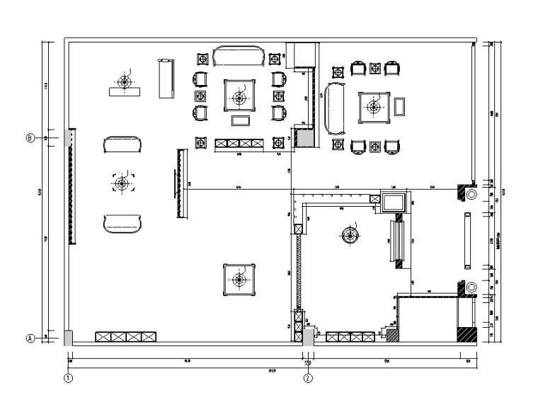 中式风格家具店面设计施工图（附效果图）-墙体定位图