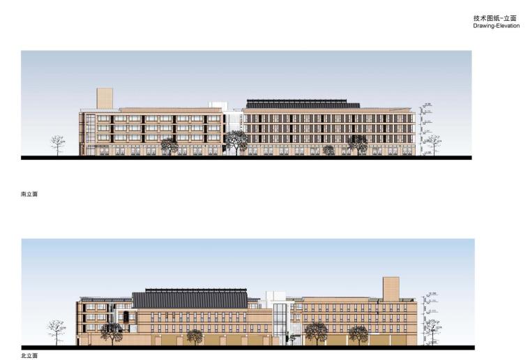 [广东]现代风格园区中学建筑方案文本（PDF+33页）-立面图