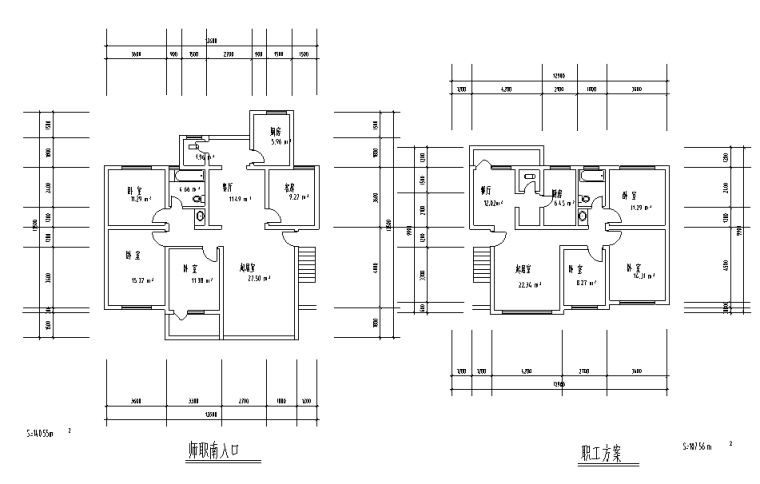 86种小区住宅户型平面装修施工图（86张）-职工室平面图