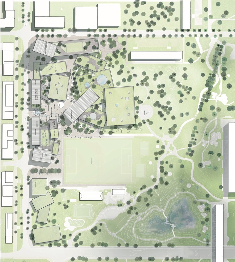 丹麦奥尔胡斯运动文化中心-Schmidt_Hammer_Lassen_Architects_Sports_and_Culture_Campus_Gellerup_site_plan