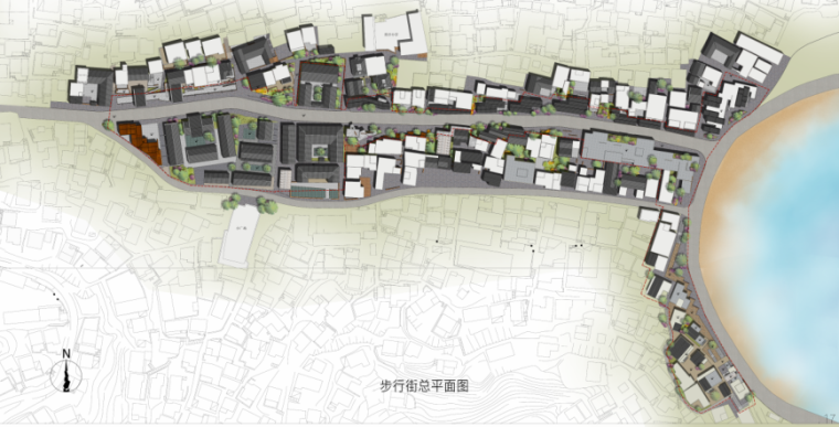 [浙江]沿海渔村整体改造方案设计（含CAD、SU模型、PS等3.7G）-青沙村步行街总平面图