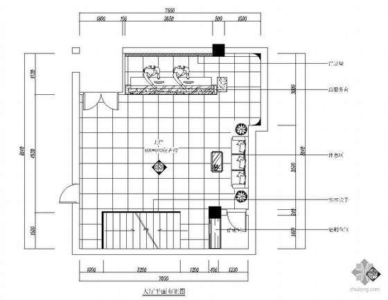 洗浴中心装修设计图资料下载-某小型洗浴中心大厅设计图