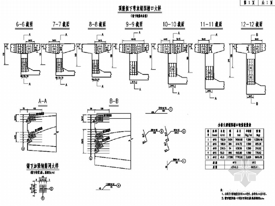 一级公路变截面预应力连续箱梁桥施工图（111张）-主桥箱梁墩顶下夸束锚固槽口钢筋布置图