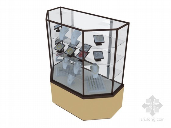 窗膜产品展览特装3D模型资料下载-首饰产品柜3D模型下载