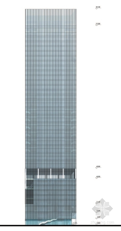 [深圳]现代风格超高层玻璃幕墙办公楼设计方案文本-现代风格超高层玻璃幕墙办公楼设计立面图
