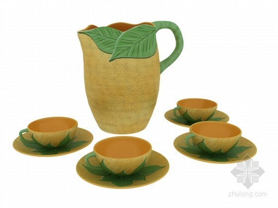 比萨斜塔茶具套装资料下载-漂亮茶具3D模型下载