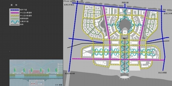 [湖北]滨水城市新区概念性规划设计方案文本（知名事务所）-滨水城市新区概念性规划设计分析图