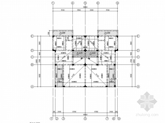 [安徽]三层异形柱框架结构别墅结构施工图（含建筑图）-一层板配筋图 