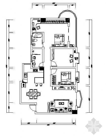 三室两厅cad施工图纸资料下载-三室两厅装修设计