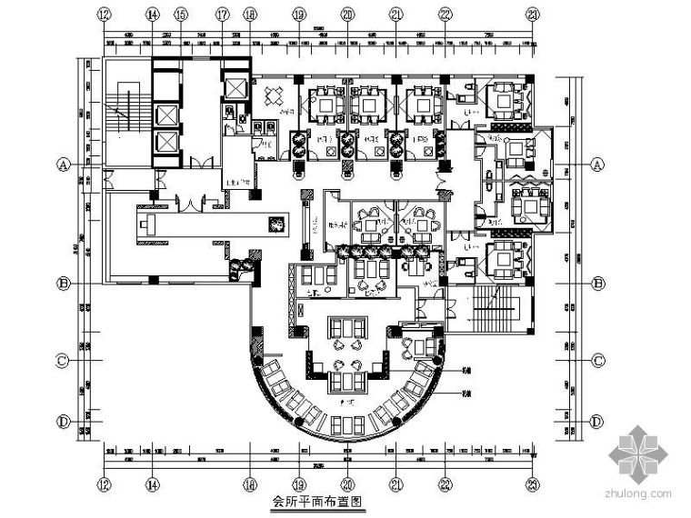 休闲会所CAD平面布置图资料下载-某休闲会所平面布置图