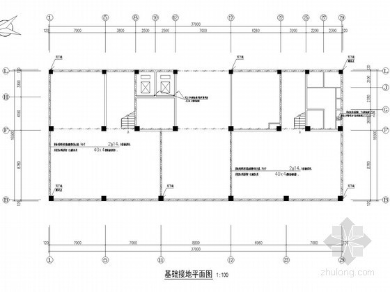[湖南]卫生院电气施工图纸-基础接地平面图 