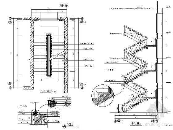 不锈钢栏杆扶手节点详图资料下载-办公楼楼梯详图