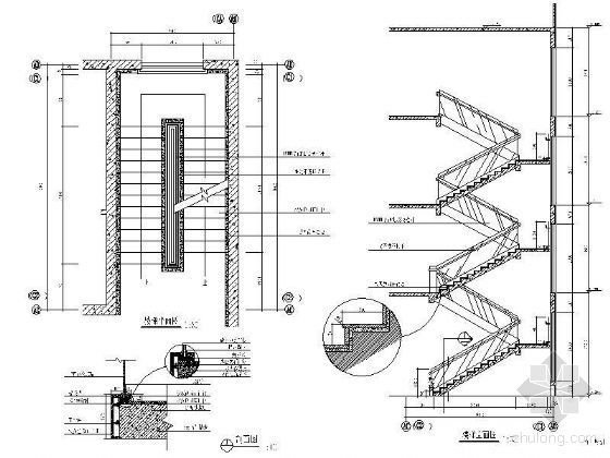 玻璃扶手楼梯详图资料下载-办公楼楼梯详图