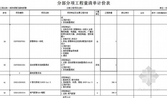 [重庆]2013年某6层框架结构辅楼及停车场装修项目建筑电气、给排水工程量清单（CAD详图47张）-消防报警及漏电报警系统工程量清单 