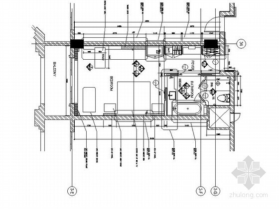 新古典酒店模型资料下载-[杭州]新古典酒店大床间客房室内施工图