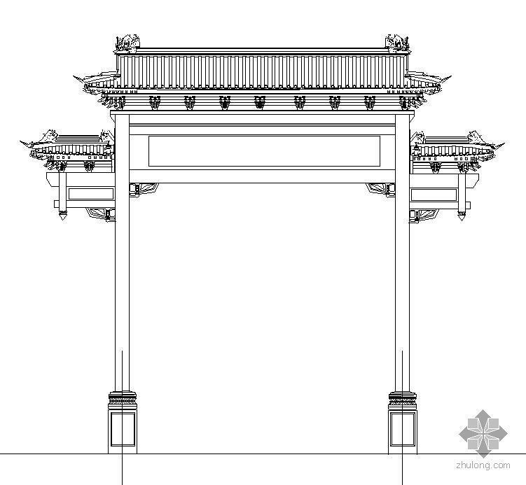 四柱牌坊CAD图资料下载-某古建四柱牌坊施工图