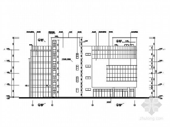 [温州]杨府山某居住核心区四层商业综合楼建筑施工图-侧立面