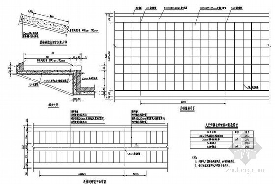 场地铺装设计详图资料下载-公路人行天桥桥面铺装节点详图设计