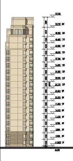 [上海]现代风格高层高级住宅区建筑设计方案文本-现代风格高层高级住宅区建筑立面图