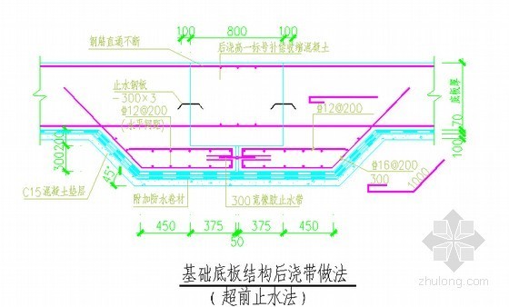 [北京]框剪商住楼工程地下防水施工方案-底板后浇带防水做法 