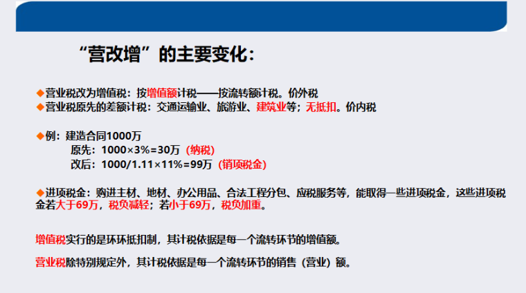 2016年建筑业营改增解读学习精品完整版ppt课件-营改增主要变化