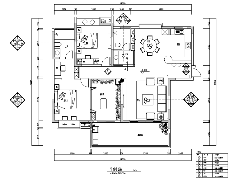 现代简约风格住宅效果图资料下载-二居室现代简约住宅设计施工图（附效果图）
