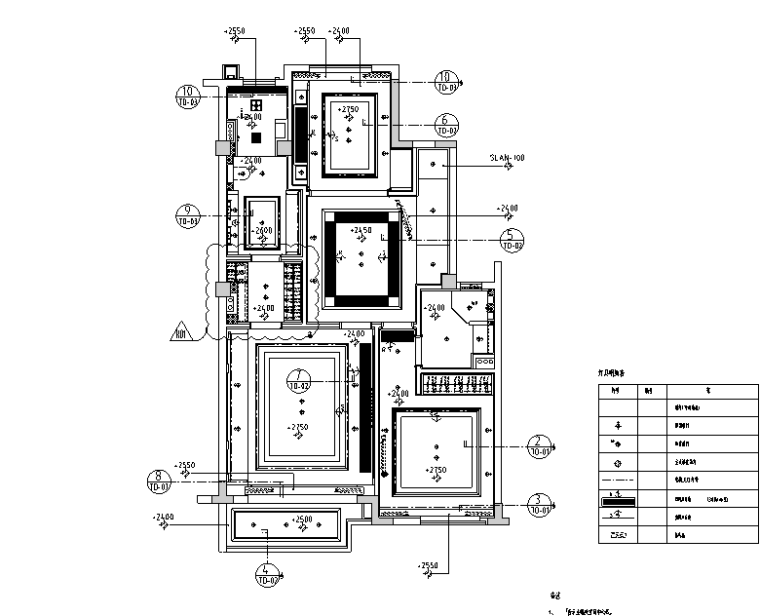 [江苏]雅居乐相城别墅设计施工图（附深化方案+软装方案+效果图）-天花布置图