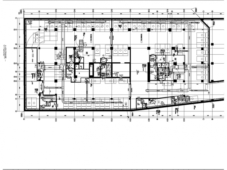 高层商业办公楼空调通风防排烟施工图设计（节能设计）-地下四层平时通风系统平面图