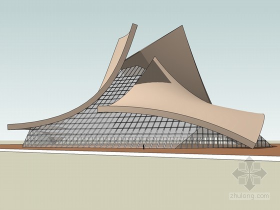 现代风格景区大门资料下载-现代风格会馆SketchUp模型下载