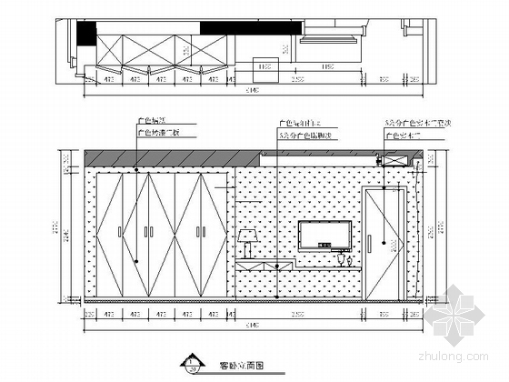 [常熟]高层住宅区现代简约三居室样板间装修施工图（含效果）客卧立面图