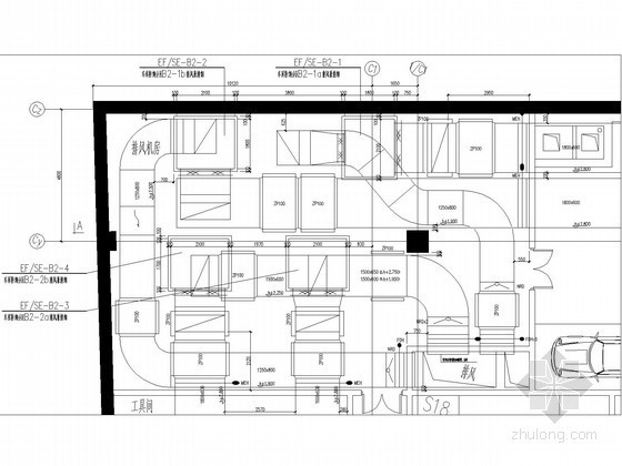 [四川]商业演艺中心空调通风防排烟系统设计图（大院设计作品）-排风机房平面图 