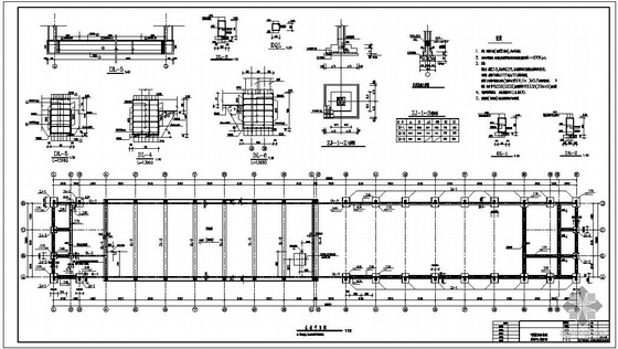 水厂滤池施工资料下载-某水厂V型滤池设备间结构设计图