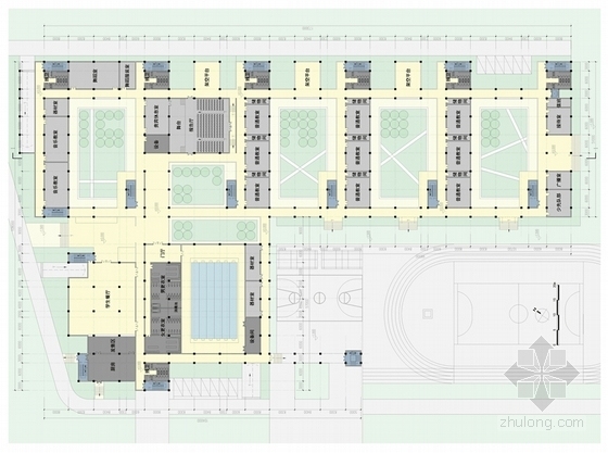 [东莞]西班牙风格小学校园规划设计方案文本-西班牙风格小学校园规划平面图