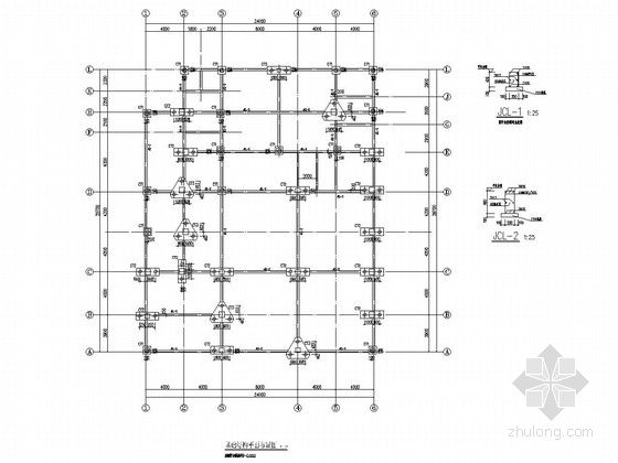 两层框架结构宿舍建筑图资料下载-两层框架结构食堂结构施工图